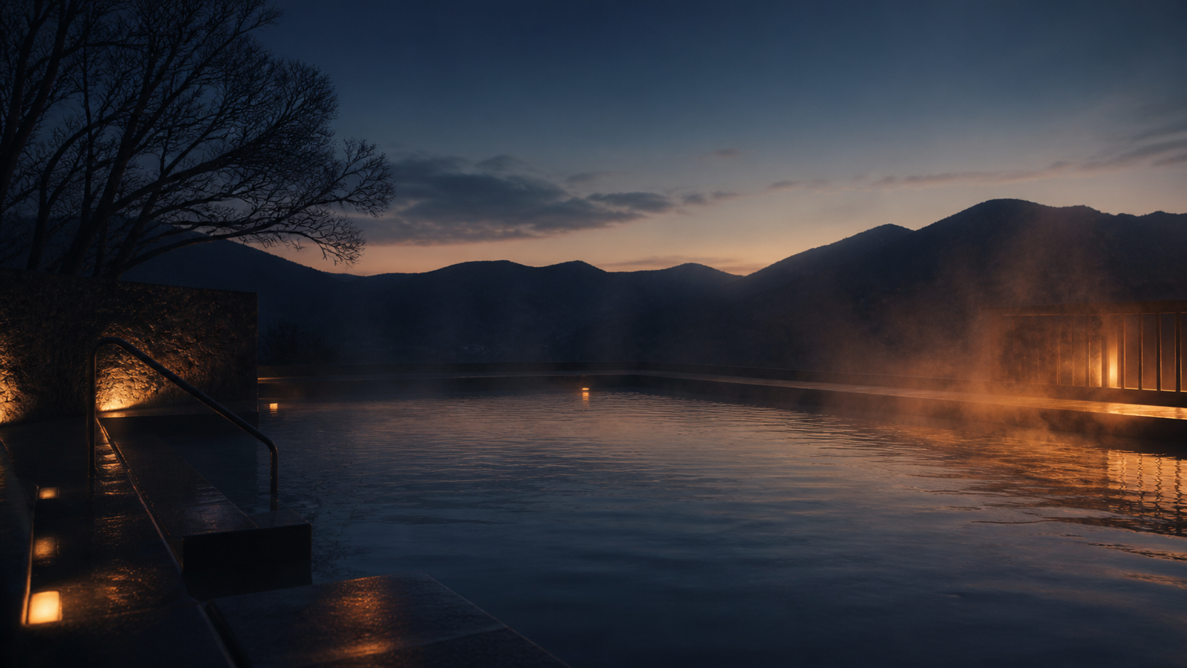 Pool steam · dark water