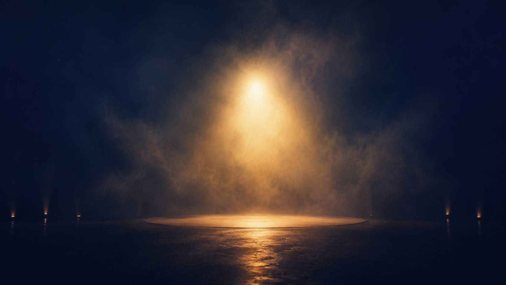 Stage backlit through haze